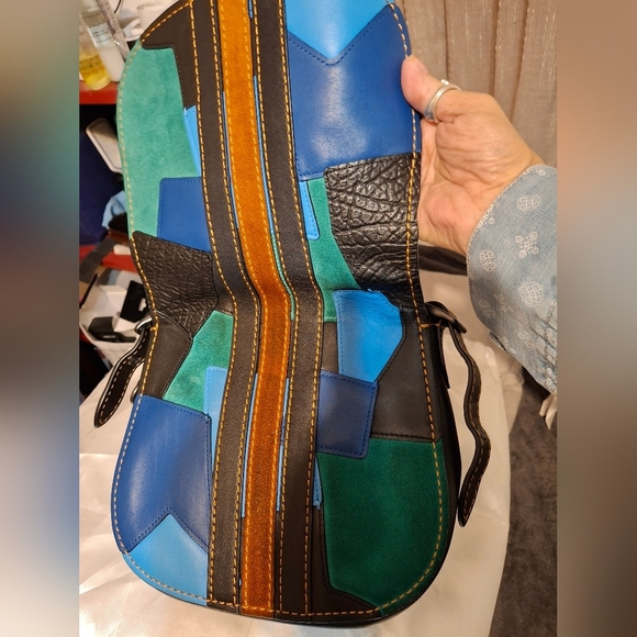 Coach Suede 23 Varsity Stripe Patchwork Crossbody Bag Shoulder Bag - Picture 9 of 17